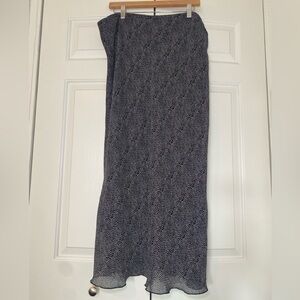 Vintage Caran Black & White Maxi Skirt 2X | Y2K Flowy Bias Cut Slip Style